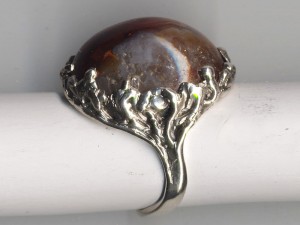 Mexican Fire Agate, cast organic ring 1 off